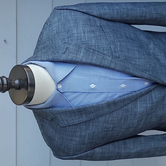 EXPRESS Photographer Grey Silver Weave Cotton Sz 40 R Fitted Mens Sport Coat NEW - Picture 2 of 10